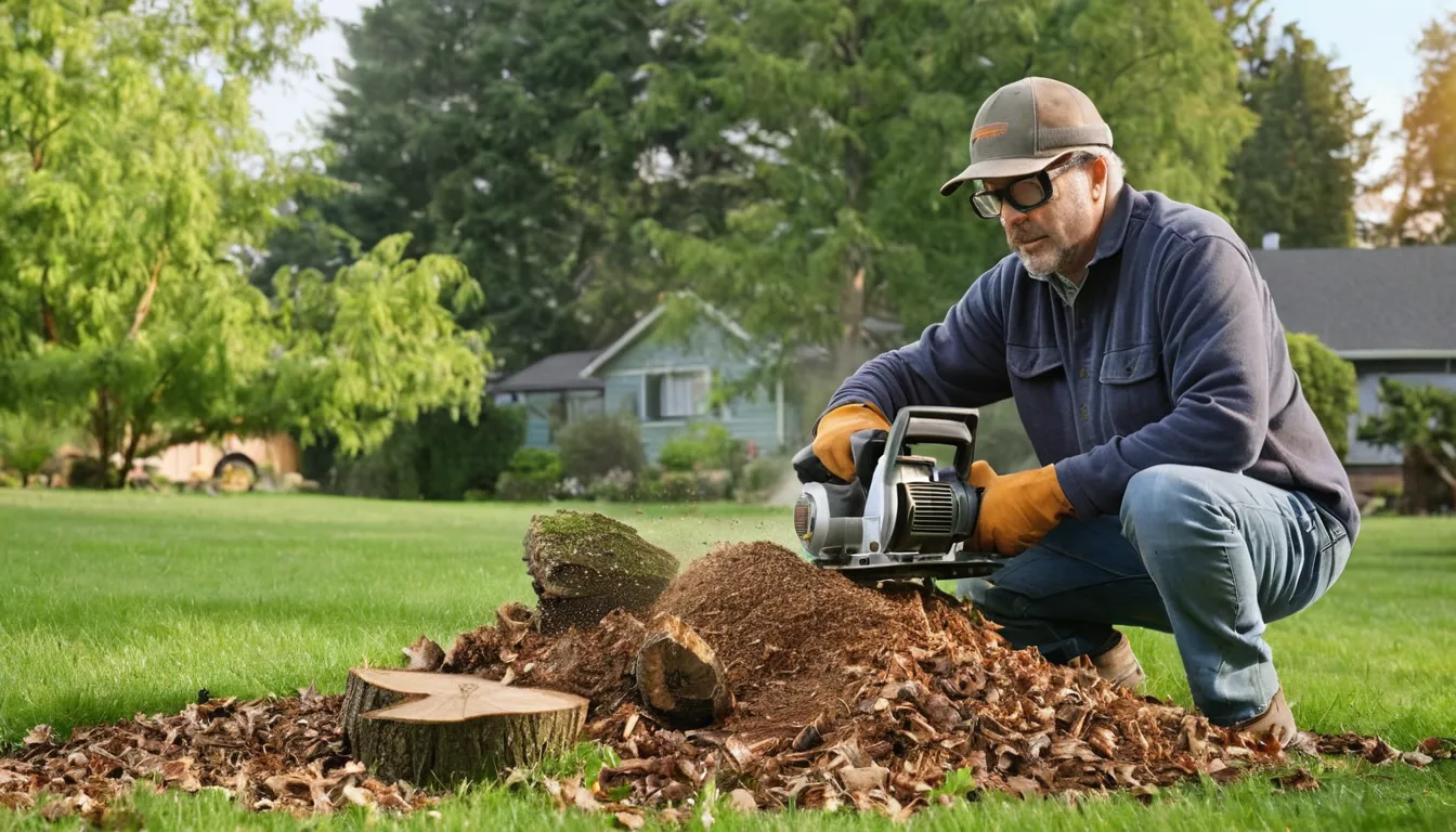 Stump grinding on a residential yard in Waynesville